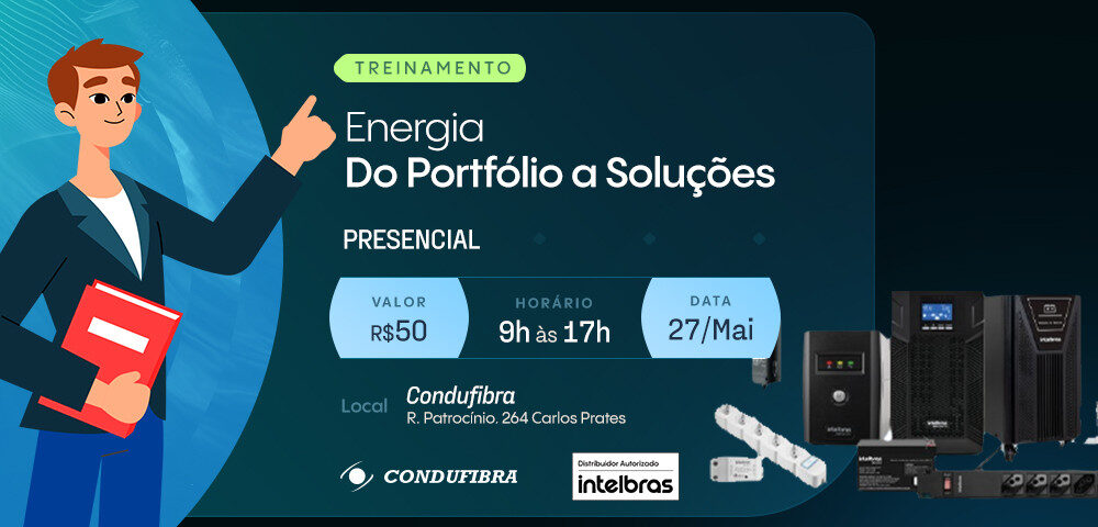 Capa treinamento para soluções em energia da Intelbras oferecido pela Condufibra em Belo Horizonte