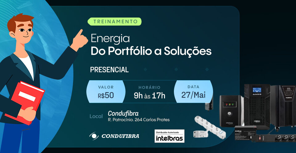 Capa treinamento para soluções em energia da Intelbras oferecido pela Condufibra em Belo Horizonte